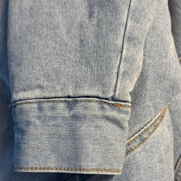 WARM HEAVY FASHION BLUE JEAN DENIM JACKET WITH SHERPA & FURRY FUZZY TYPE LINING - Picture 10 of 16